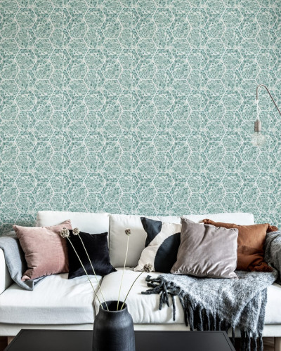 Tapet cu model hexagonal din marmură verde