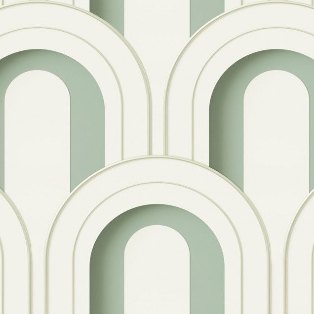 Tapet cu model geometric, Arch Deco Bijou, Soft Green, 5 mp / rola