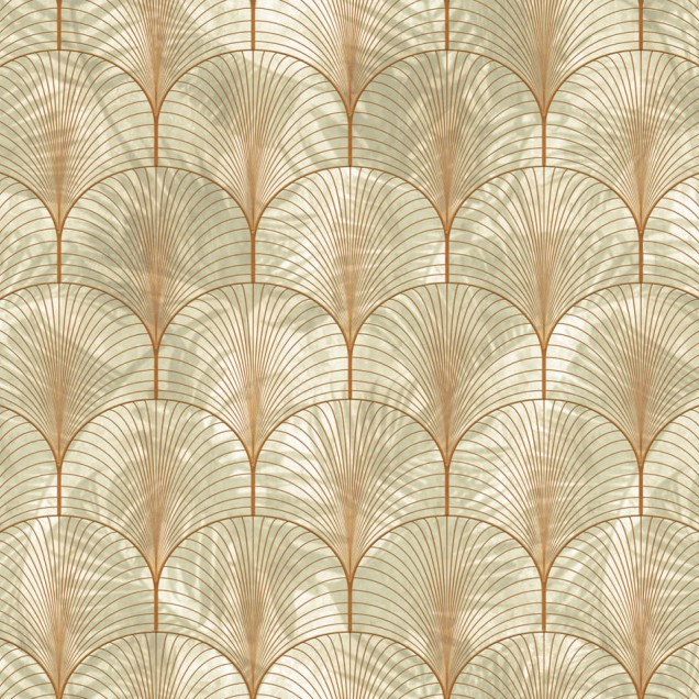 Tapet Art Deco Palms, Bronze, cu model de palmieri stilizați în nuanțe de bronz