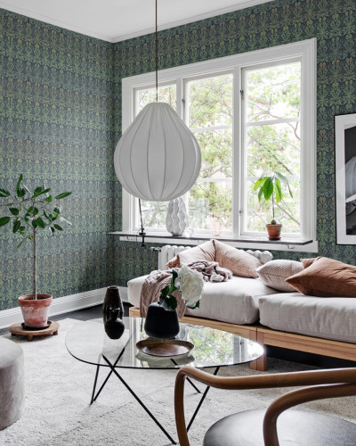Tapet Dear Little Dandelion, Gradient cu model delicat de păpădie, culoare verde gradient