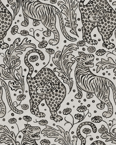 Tapet Year Of The Tiger, Graphite, cu tigri desenati intr-un stil minimalist, pe un fond deschis.