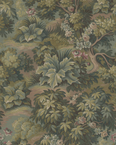 Tapet floral Blooming Park, Green, cu un design vintage, perfect pentru living, dormitor sau birou.