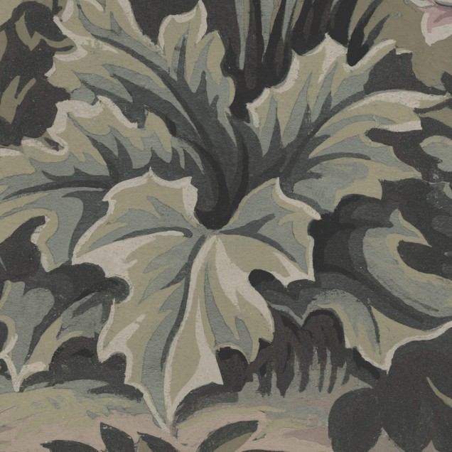 Tapet Blooming Park - Dark, cu design elegant, ilustrând un peisaj luxuriant cu copaci impunători și detalii florale delicate. Perfect pentru camere de zi, dormitoare sau hol.