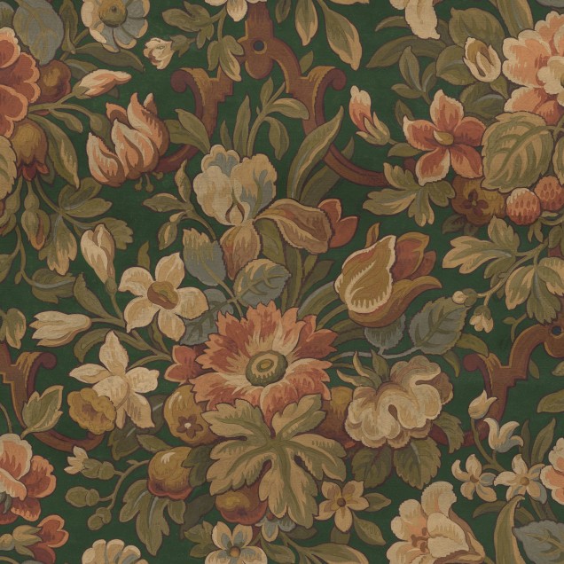 Tapet floral vintage verde