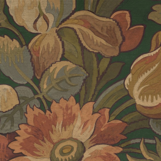 Tapet floral vintage verde
