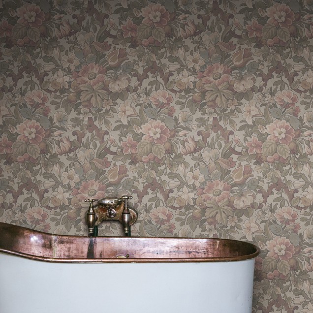 Tapet cu model floral vintage, culori pastelate, ideal pentru living, dormitor sau sufragerie