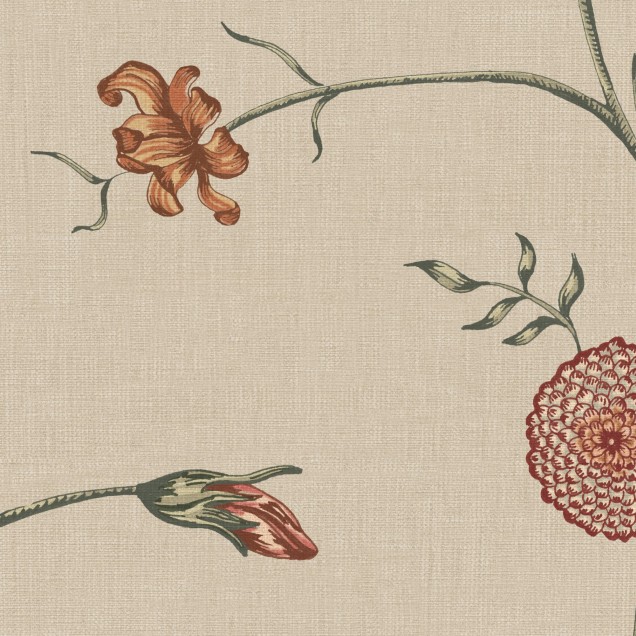 Tapet cu flori si ramuri subtiri, nuante pastelate, design elegant