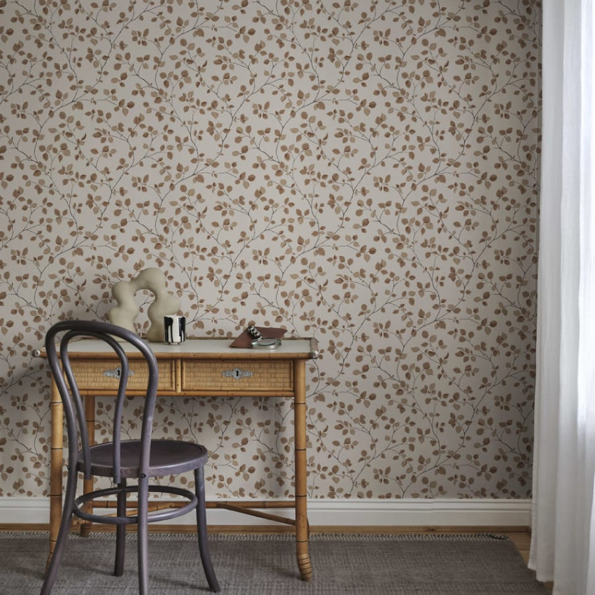 Bokskog lavabil, cu design delicat cu ramuri si frunze, culoare terracotta calda. Perfect pentru dormitor, sufragerie sau birou.