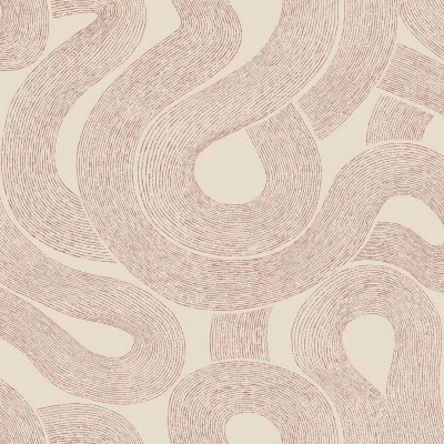 Tapet Zen Terracotta cu design abstract cu linii subtiri, ondulate in tonuri calde de terracotta.