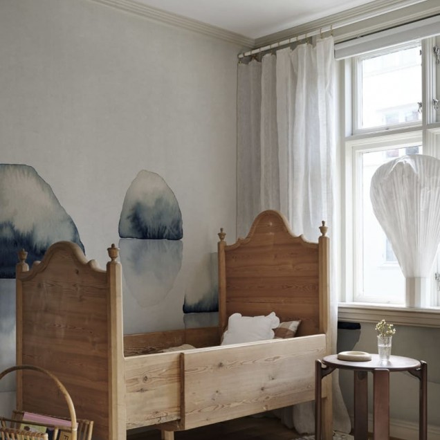 Tapet lavabil cu model abstract elegant în nuanțe de albastru indigo