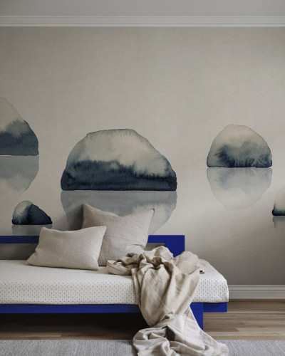 Tapet lavabil cu model abstract elegant în nuanțe de albastru indigo