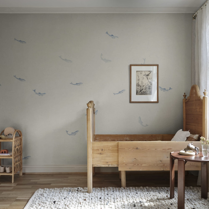 Tapet lavabil cu pești, design minimalist și elegant, perfect pentru a adăuga o notă de rafinament oricărei camere.