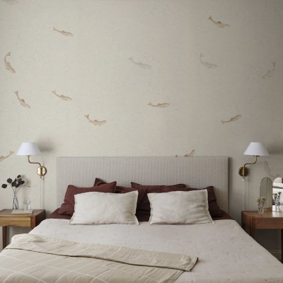 Tapet lavabil cu pești, design minimalist și elegant, perfect pentru a adăuga o notă de rafinament oricărei camere.