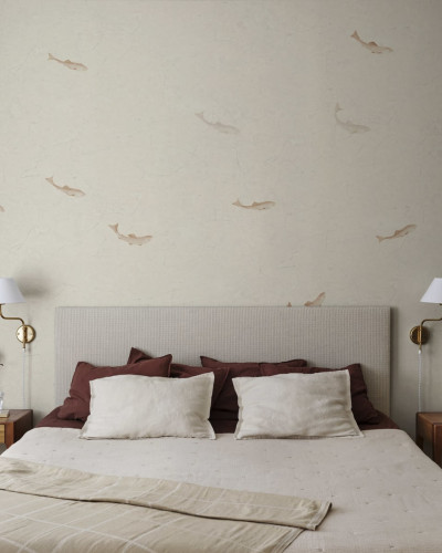 Tapet lavabil cu pești, design minimalist și elegant, perfect pentru a adăuga o notă de rafinament oricărei camere.