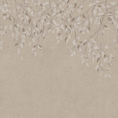 Tapet lavabil Liselund Hazel cu crengute si frunze delicate, perfect pentru dormitor