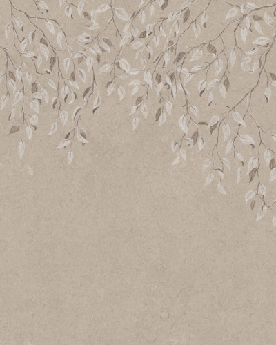 Tapet lavabil Liselund Hazel cu crengute si frunze delicate, perfect pentru dormitor