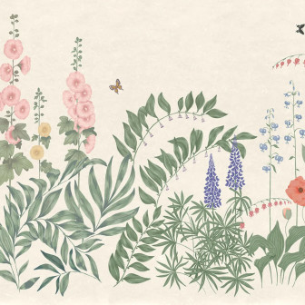 Tapet cu design floral colorat într-un dormitor
