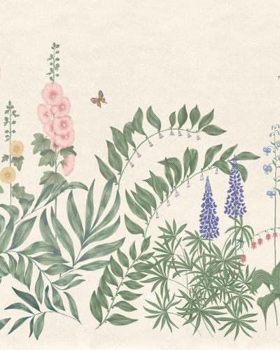 Tapet cu design floral colorat într-un dormitor