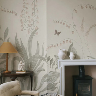Tapet floral pastelat în decor interior