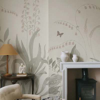 Tapet floral pastelat în decor interior