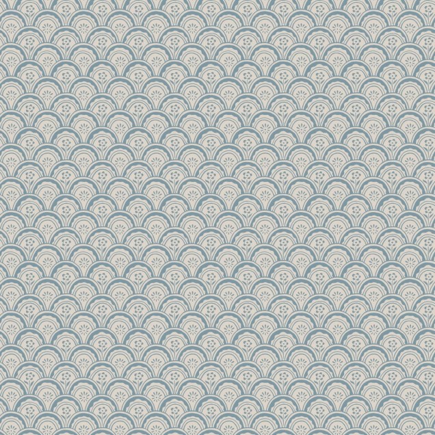 Tapet lavabil Beata Misty Blue, cu design delicat de solzi fini,  în bucătărie.