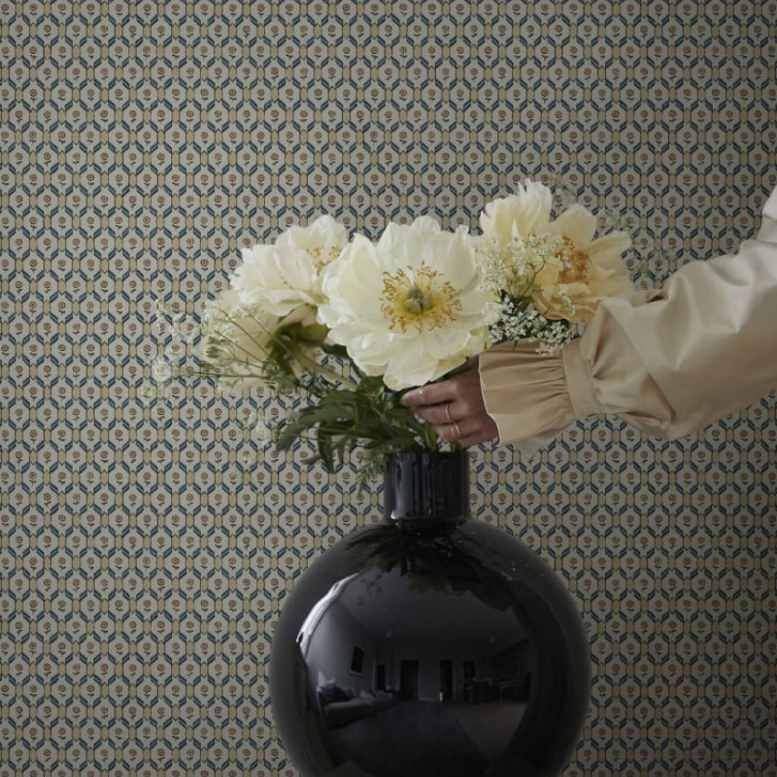 Tapet lavabil cu model geometric, Hugo Misty Blue