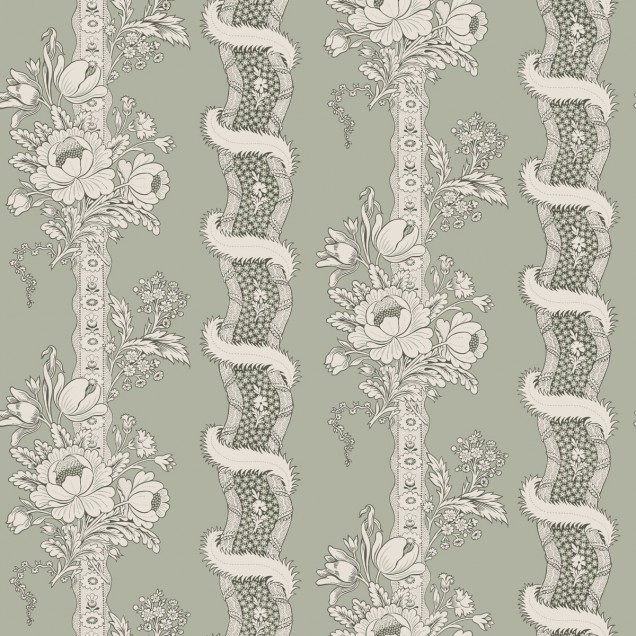 Tapet Alexandra Sage Green cu design floral delicat