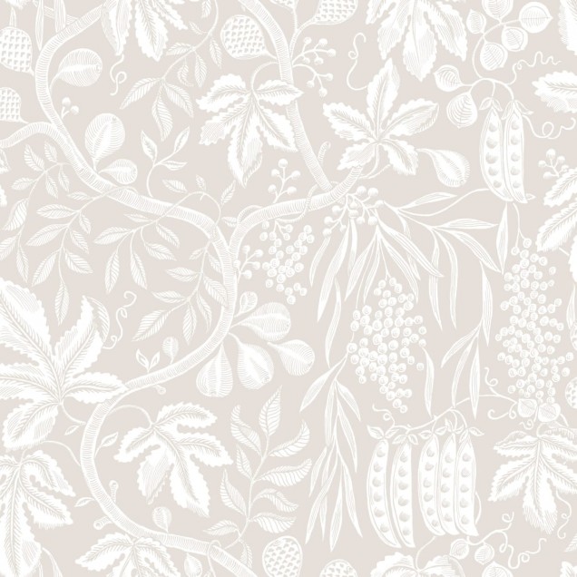 Tapet lavabil cu model floral, gri deschis, in living