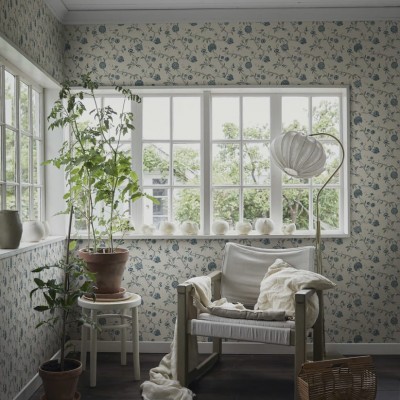 Tapet lavabil cu design floral Adelaide Blue