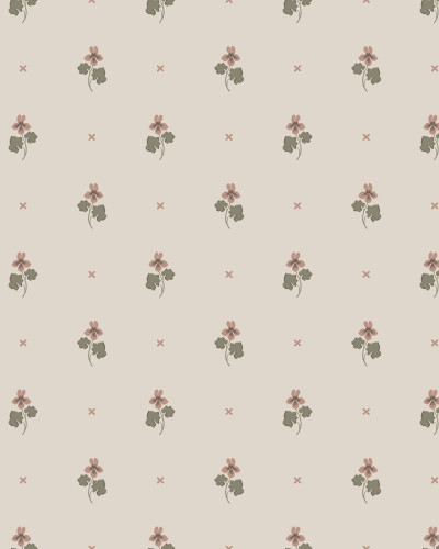 Tapet lavabil cu flori mici, blush