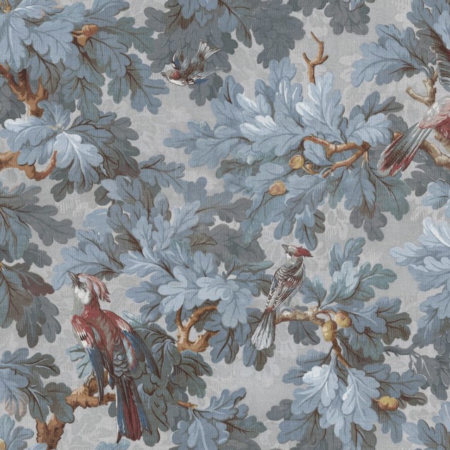 Tapet cu imprimeu floral Misty Blue, perfect pentru a crea un decor elegant și primitor.
