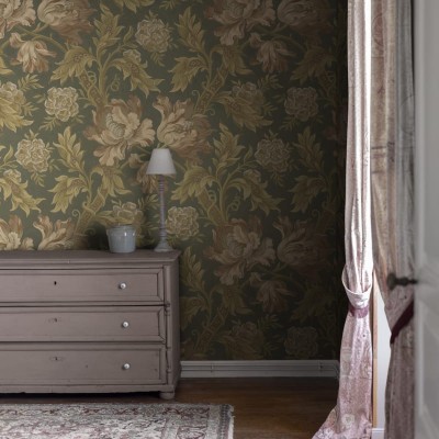Tapet lavabil Forest Green cu flori delicate