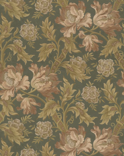 Tapet lavabil Forest Green cu flori delicate