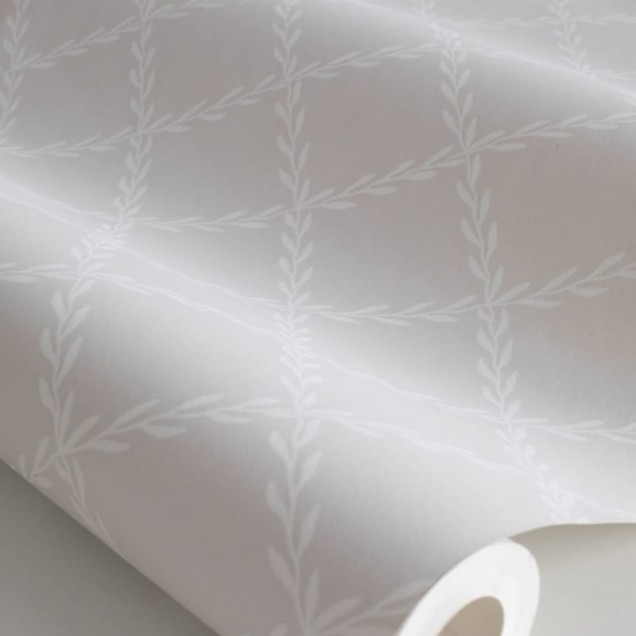 Tapet Trellis Gray cu model geometric delicat, in nuanta de gri.