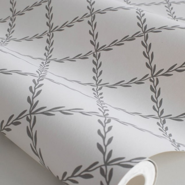 Tapet lavabil cu model minimalist de viță de vie gri, Trellis Graphite