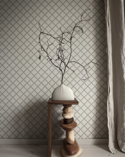 Tapet lavabil cu model minimalist de viță de vie gri, Trellis Graphite