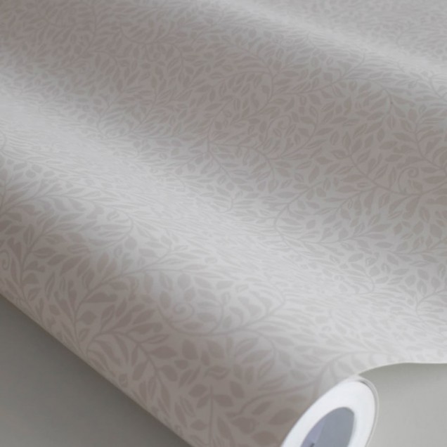Tapet cu model discret de frunze, Bladverk Gray, lavabil