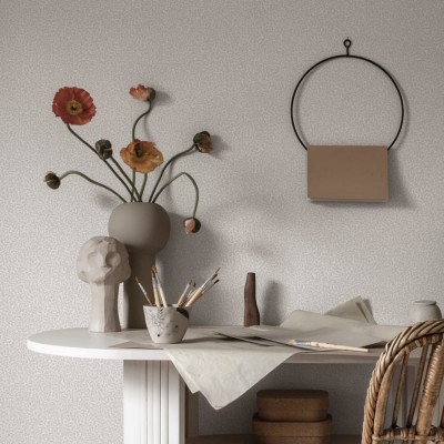 Tapet cu model discret de frunze, Bladverk Gray, lavabil