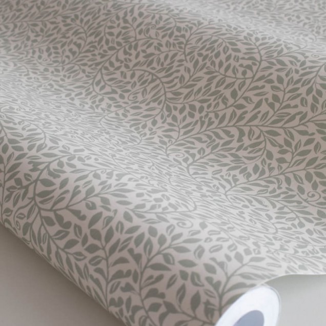 Tapet lavabil Bladverk Green cu design discret de frunze