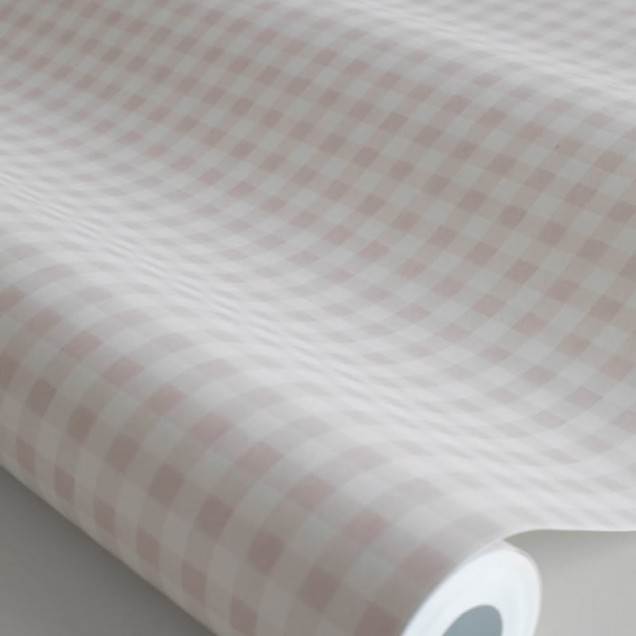 Tapet lavabil cu model de carouri roz pal, ideal pentru dormitor sau living