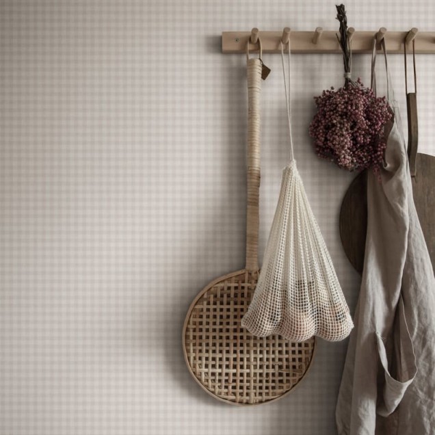 Tapet lavabil cu model de carouri roz pal, ideal pentru dormitor sau living