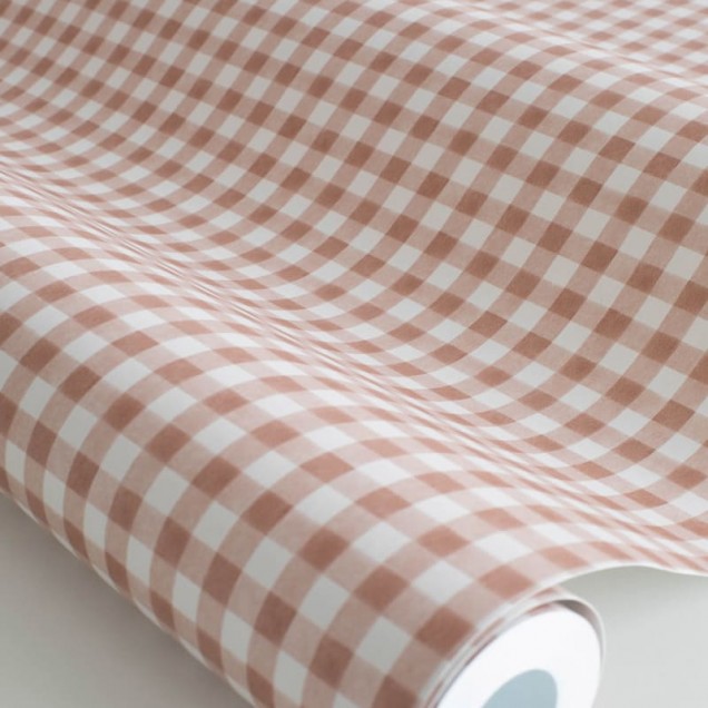 Tapet lavabil cu design retro, cu pătrate mici, în culori vibrante de teracota
