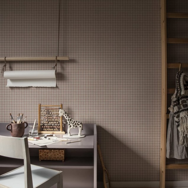 Tapet lavabil cu design retro, cu pătrate mici, în culori vibrante de teracota