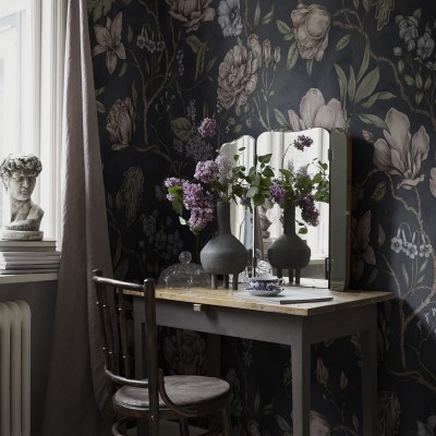 Tapet floral lavabil Belinda Dark Blue