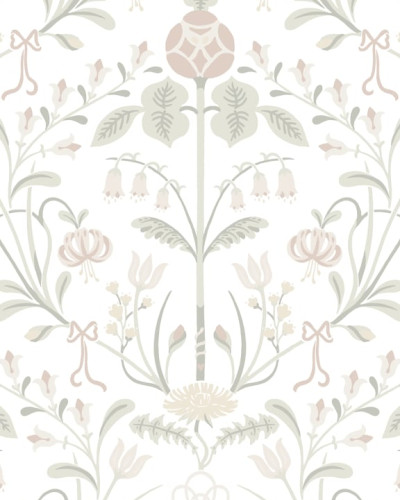 Tapet lavabil Till Carl Powder Pink de la Sandberg, cu model floral delicat și ton roz pudrat, perfect pentru un aspect elegant și ușor de întreținut.
