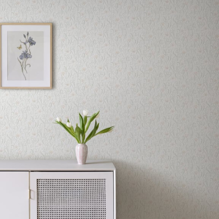 Tapet floral cu model vintage, cu nuanțe de cărbune