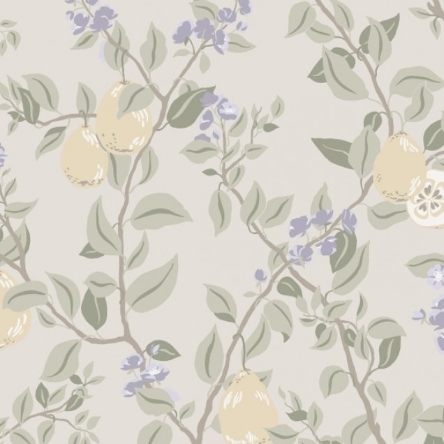 Tapet lavabil Kvitten Lilac cu design floral delicat in nuante pastelate de lila, ideal pentru livingul tau