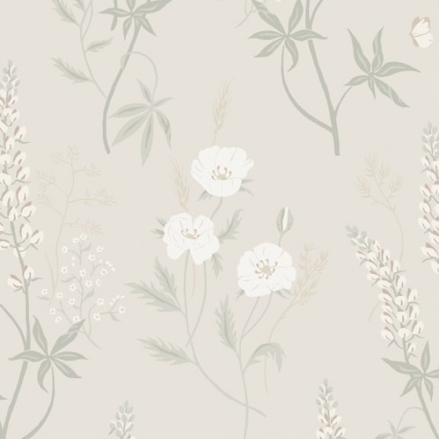 Tapet floral Emma Linen, cu model delicat, inspirat de florile de câmp.