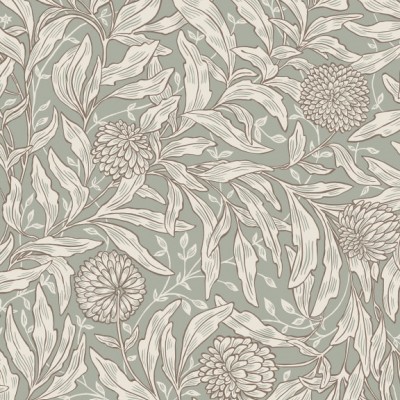 Tapet floral, cu design delicat, in nuanțe de verde salvie