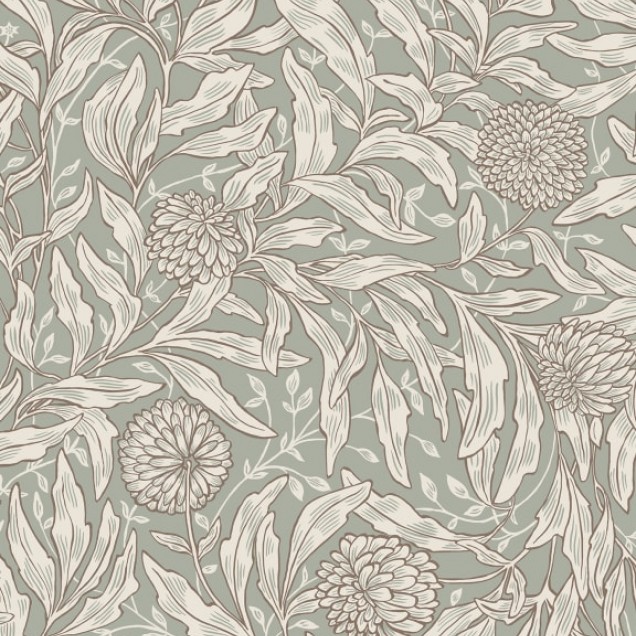 Tapet floral, cu design delicat, in nuanțe de verde salvie